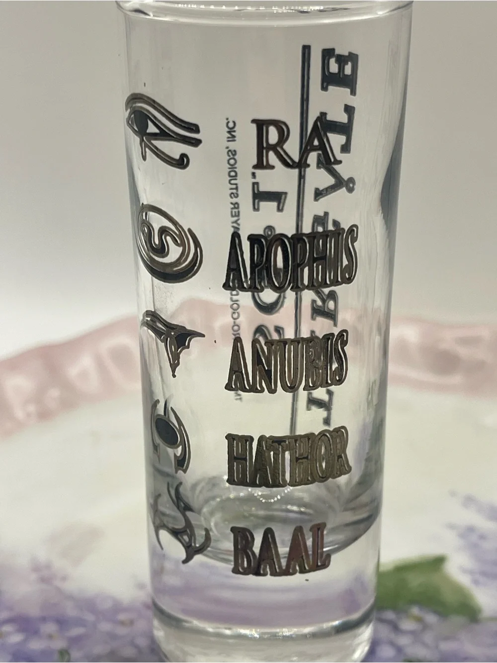 Star gate  Clear Shot Glasses with Black Logo - Set of 2